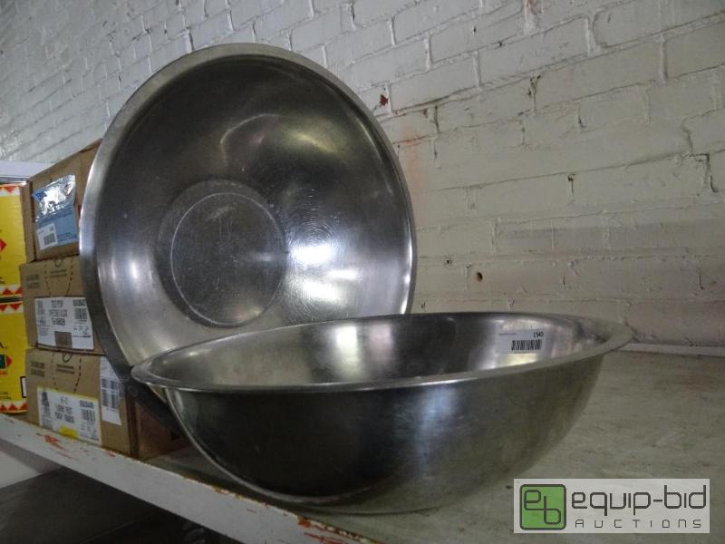 lot 1545 image: Lot of 2 large stainless steel bowls.  Both a...