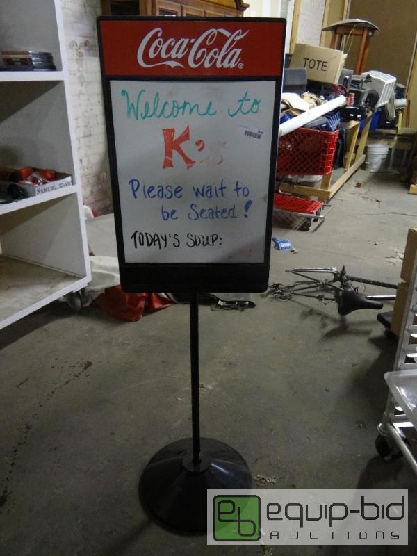lot 1549 image: Coca-Cola dry erase sign on stand....
