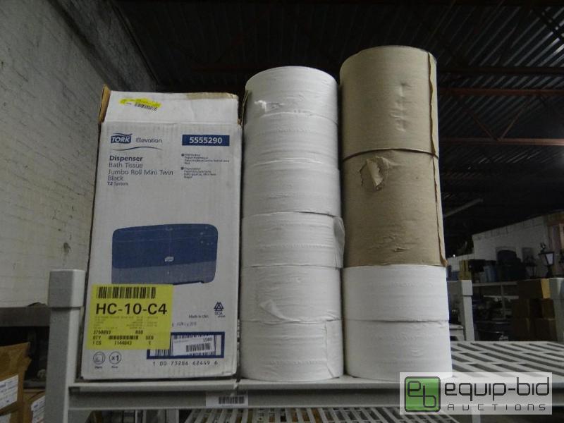 lot 1589 image: New in box toilet paper dispenser and 8 rolls...