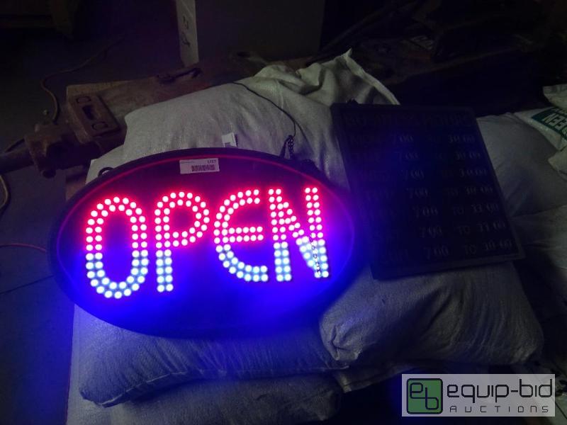 lot 1757 image: LED open sign and hours sign....
