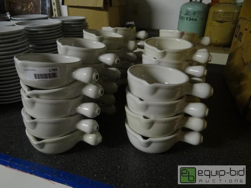 lot 1769 image: Lot of 34 nice soup bowls with handle. These ...