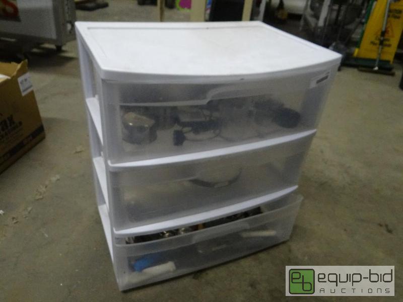 lot 1792 image: 3 drawer organizer with contents.  Measuring ...