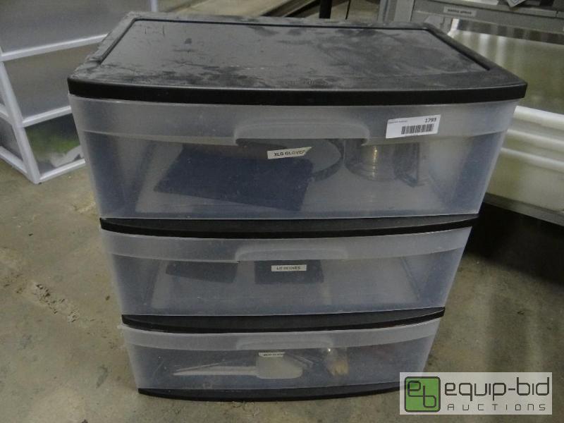 lot 1793 image: 3 drawer organizer with contents.  Presses an...