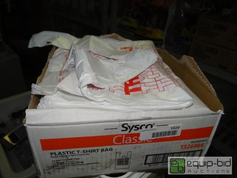 lot 1820 image: Case of t-shirt bags and plastic storage draw...