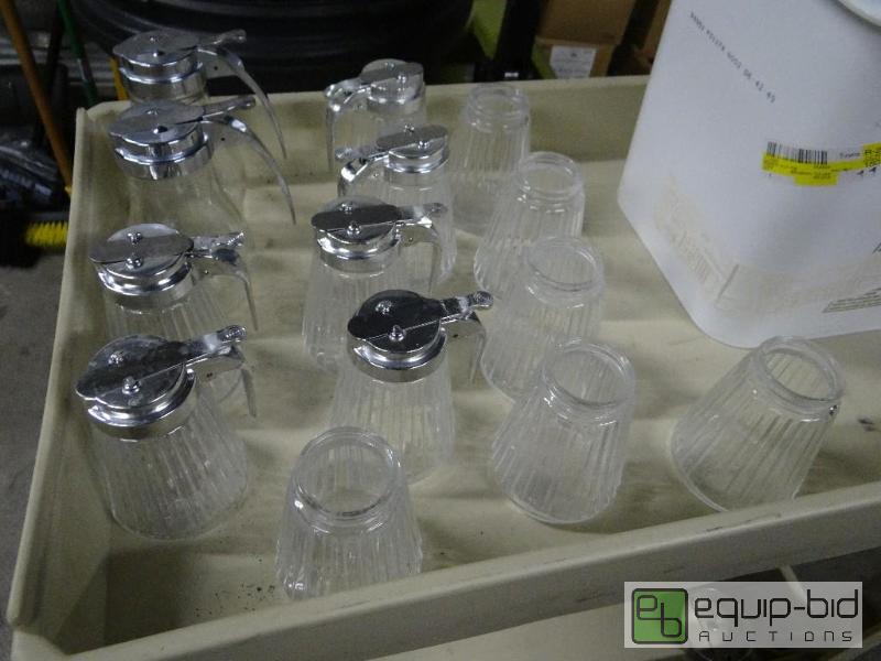 lot 1824 image: Lot of syrup jars and lids. Extra lids includ...