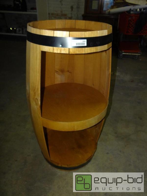 lot 1840 image: New replica whiskey barrel display.  Very nea...