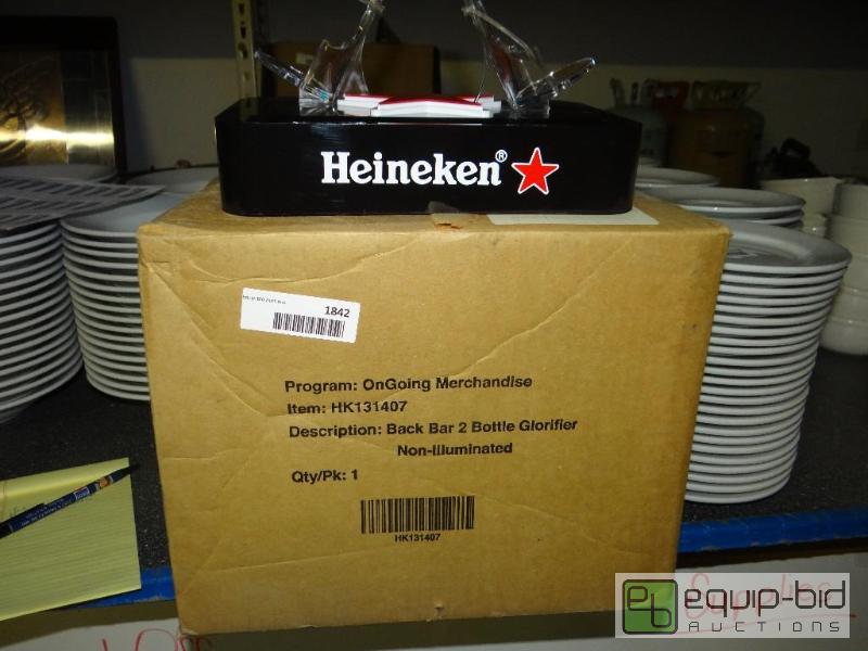 lot 1842 image: Lot of 2 new Heineken 2 bottle display holder...