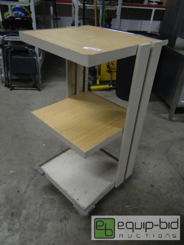 lot 1865 image: 3 shelf metal cart on wheels with handle.&nbs...