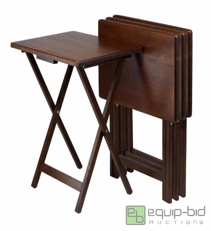 lot 7918 image: Winsome Wood TV Table, Walnut Finish, 5-Piec...