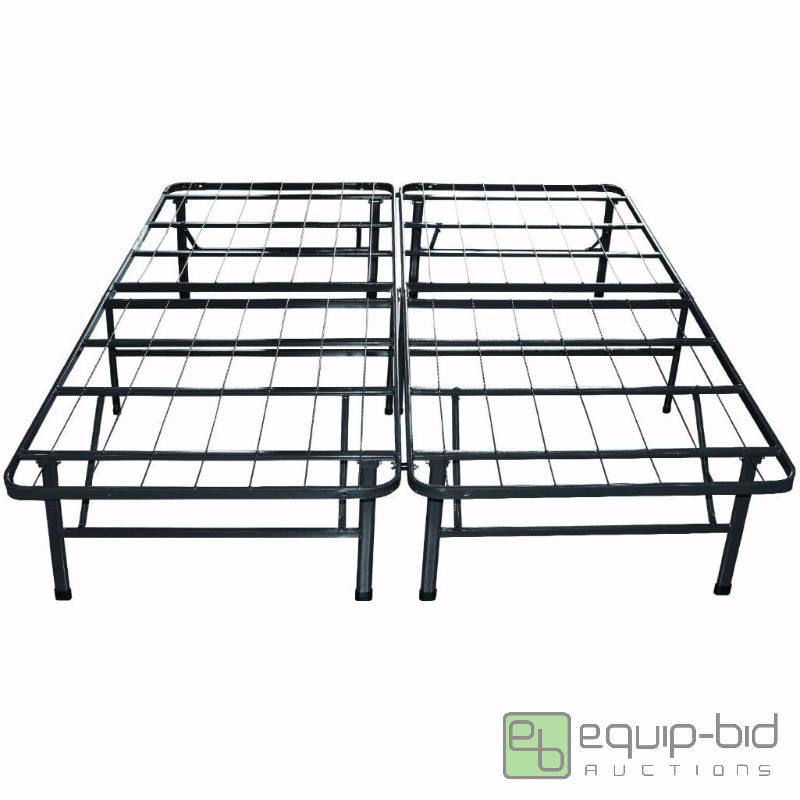 lot 7926 image: Sleep Master Platform Metal Bed Frame-Mattre...