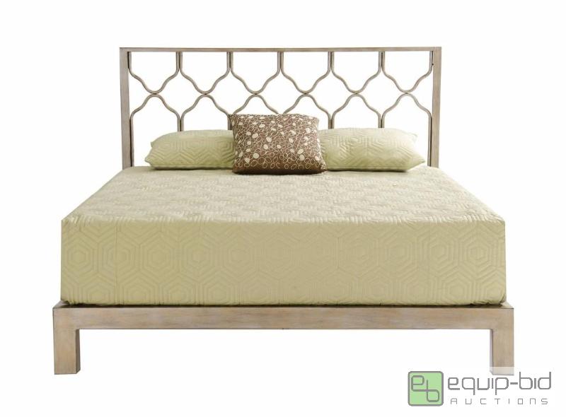 lot 7943 image: Honeycomb Gold Metal Headboard and Aura Gold...