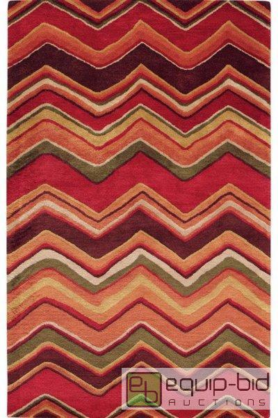 lot 8025 image: Chevron Rug 76&quotx96&quot. Red. 100% W...