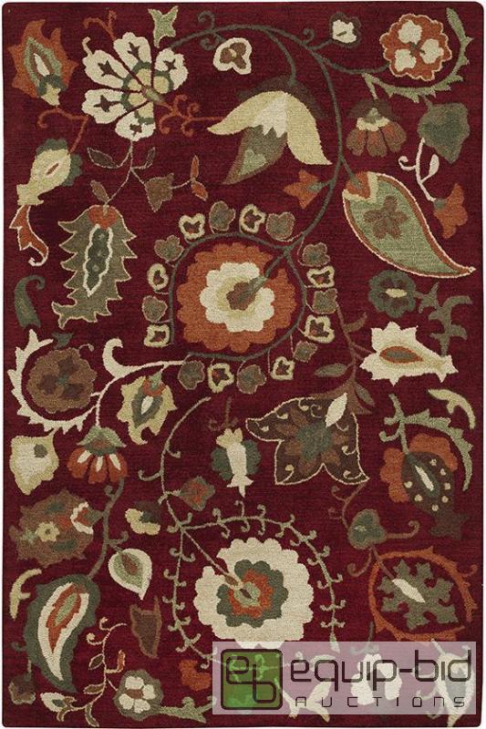 lot 8044 image: SASSY RUG 8 ROUND. RED. HANDTUFTED 100% WOO...