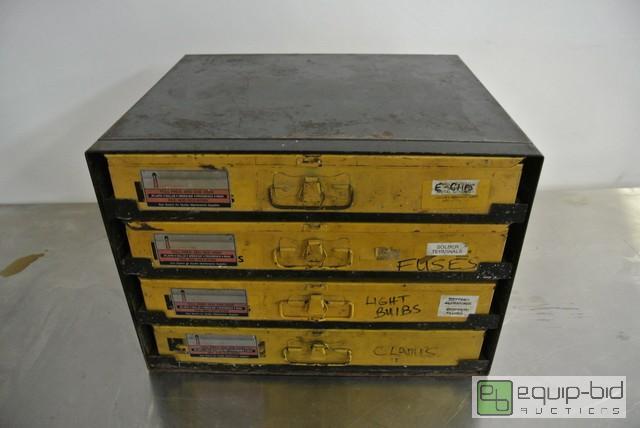 lot 77 image: Four Drawer Steel Parts Organizer misc. parts...