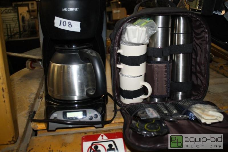 lot 108 image: Mr. Coffee 8 cup coffee pot and a travel coff...