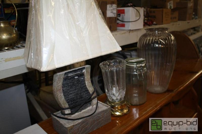 lot 111 image: Lot of 4 2 Table Lamps, 1 LG. Vase and 1 air...