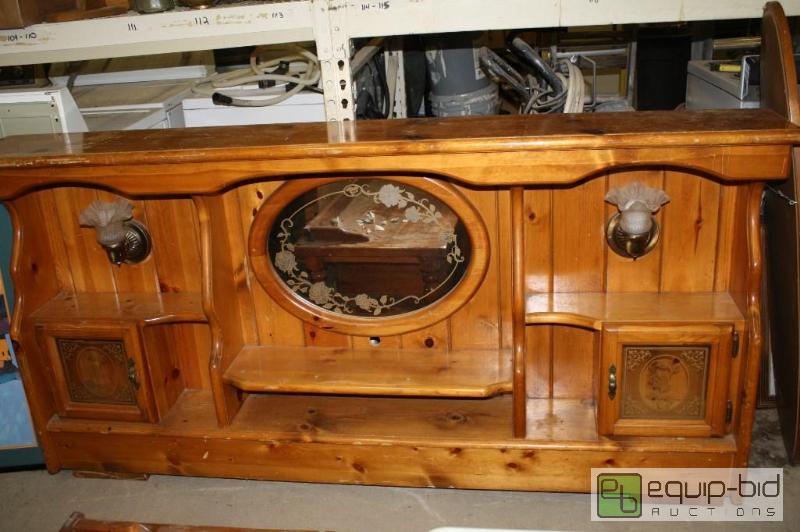 lot 129 image: Wood Head Board 77 L 37 T with working light...