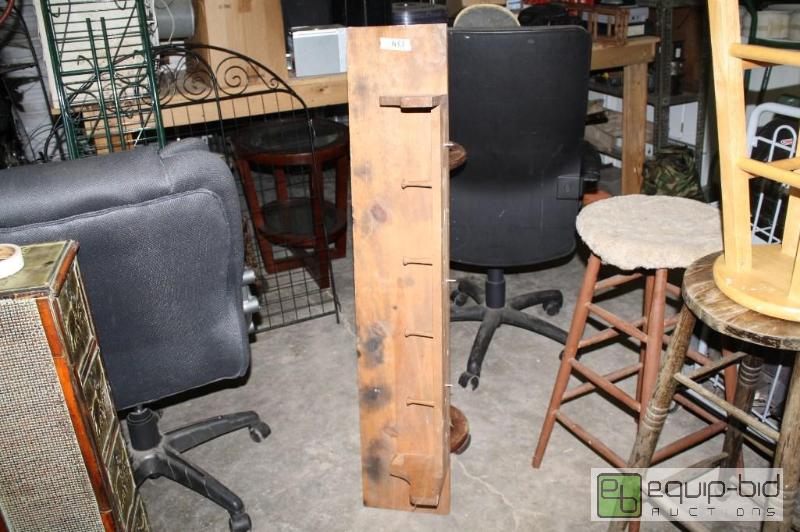 lot 134 image: Wood coat rack with shelf...