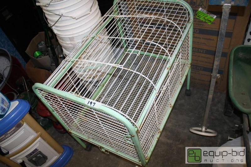 lot 197 image: Green &amp White rabbit cage...