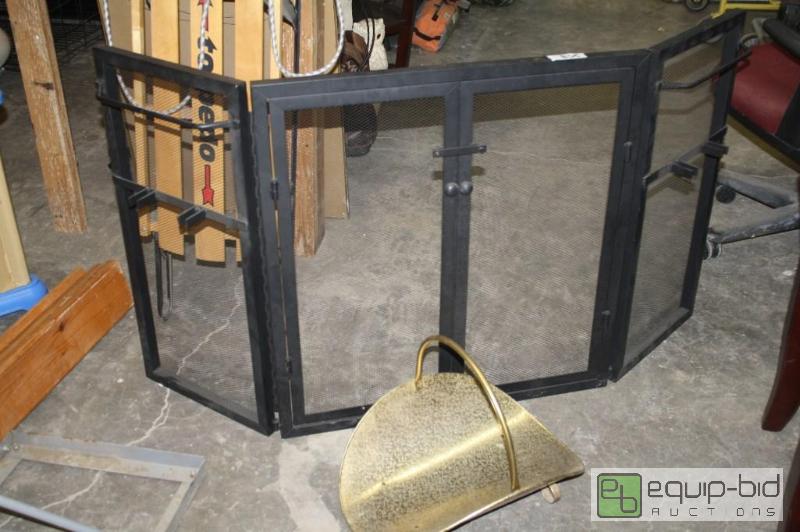 lot 208 image: Fireplace Screen with brass wood holder...