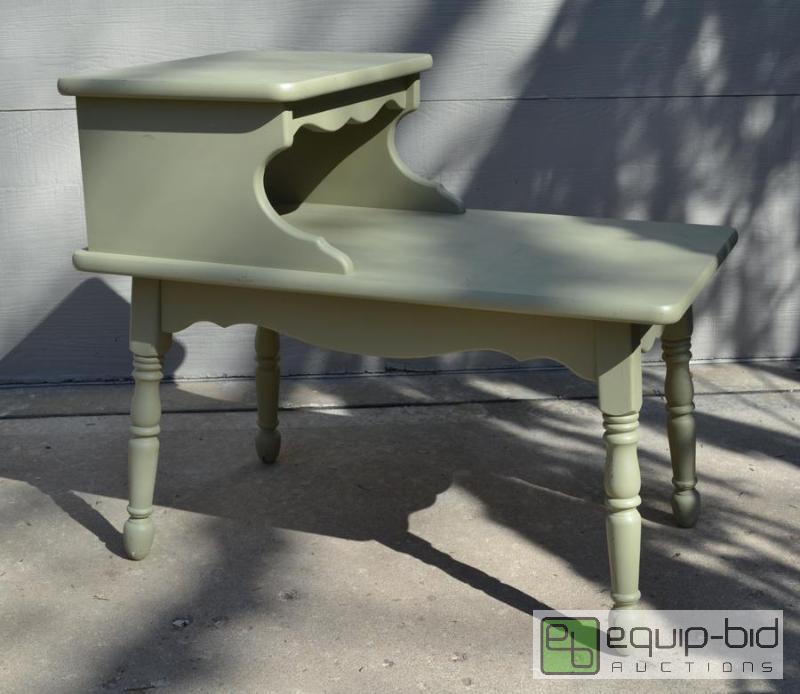 lot 5009 image: 1960s Side Table, refinished in sage green fo...