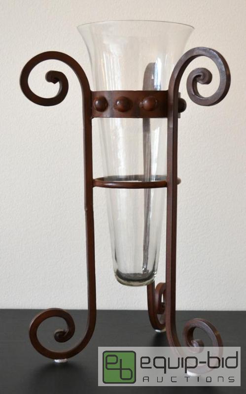 lot 5015 image: Glass &amp Metal Floor Vase  This vase is an...