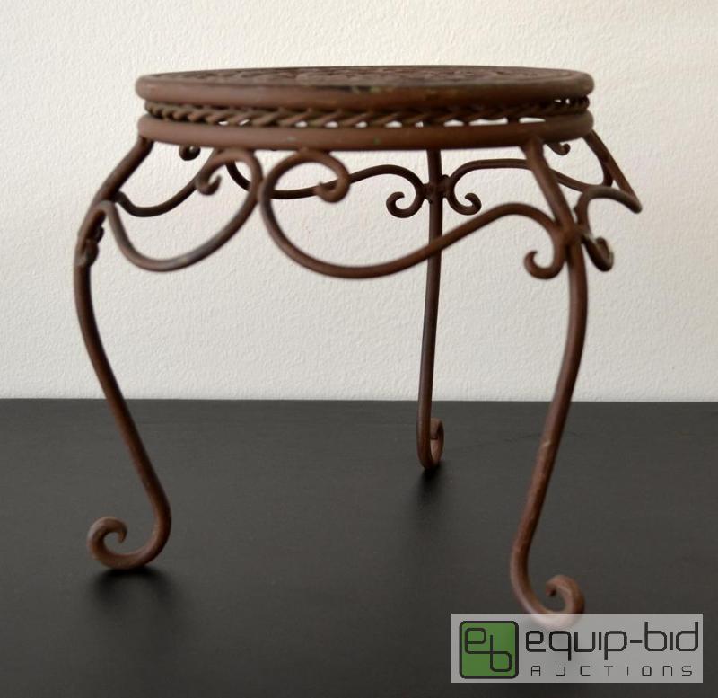 lot 5016 image: Cast Iron Plant Stand 10&quot tall and the c...