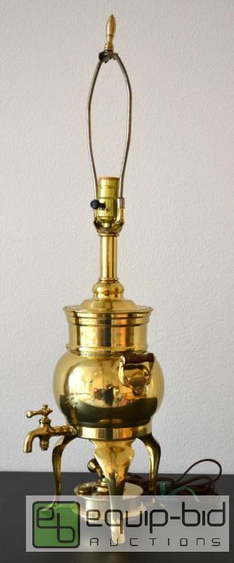 lot 5017 image: Brass Tea Pot Lamp  26&quot tall x 9&quot w...