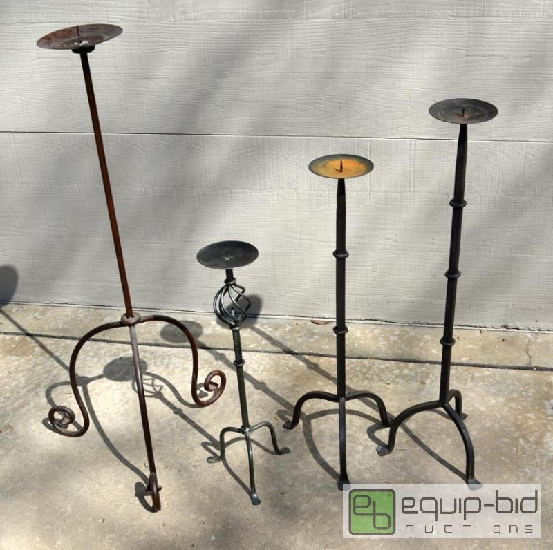 lot 5056 image: 4 Floor Standing Candle Holders  These candle...