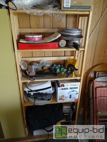 lot 2010 image: 5 Tier Wooden Shelf With Contents  See Pictur...