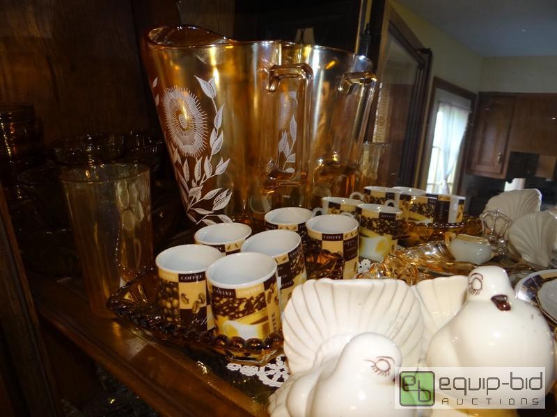 lot 2039 image: Contents Of Shelf  Includes Antique Glassware...