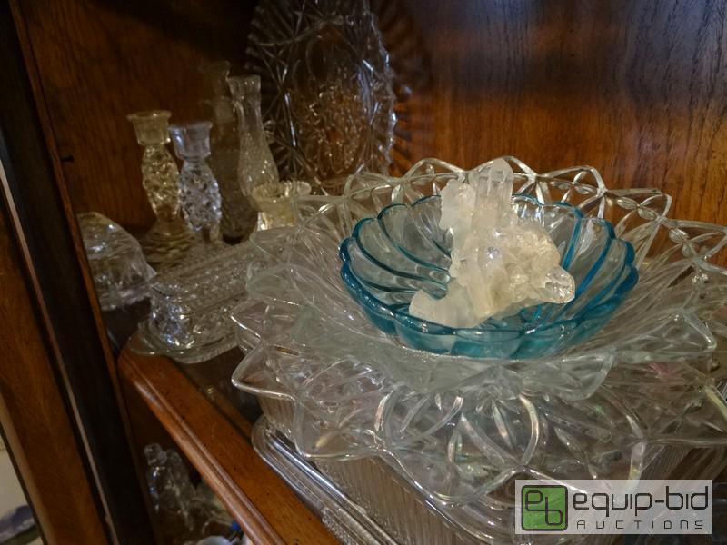 lot 2040 image: Contents Of Shelf  Includes Antique Glassware...