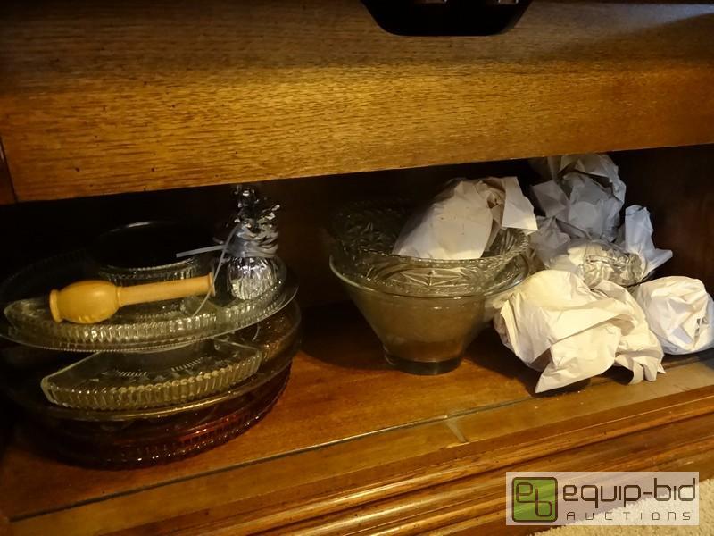 lot 2042 image: Contents Of Shelf  Includes Antique Glassware...