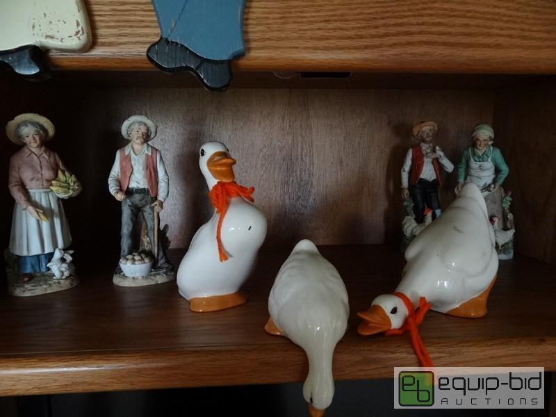 lot 2058 image: Faux Flowers, Geese, Decorations, And Glasswa...