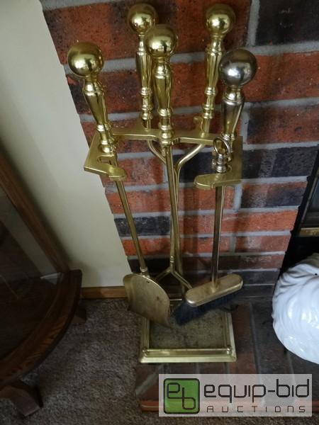 lot 2062 image: Brass Fire Place Tool Set...