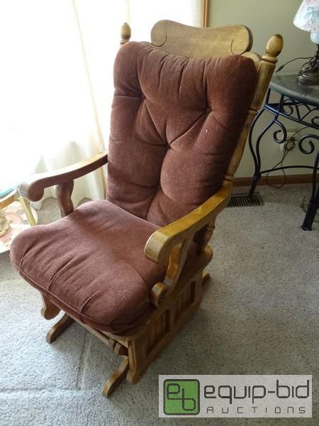 lot 2066 image: Wooden Frame Rocking Chair With Cushions...