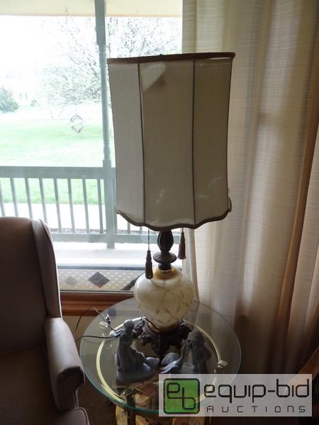 lot 2067 image: Large Lamp With Ceramic Base and Figuirines...