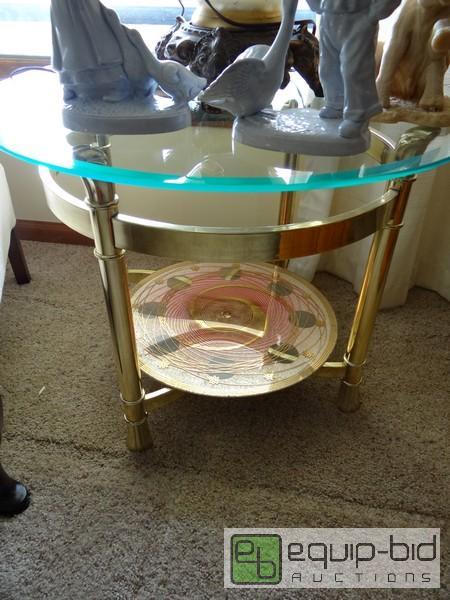 lot 2068 image: Brass Frame Glass Top Table  Coffee Table Hei...