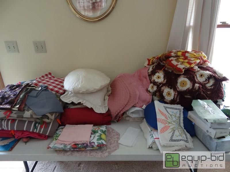 lot 2070 image: Large Lot Of Misc Croched And Quilted Items  ...