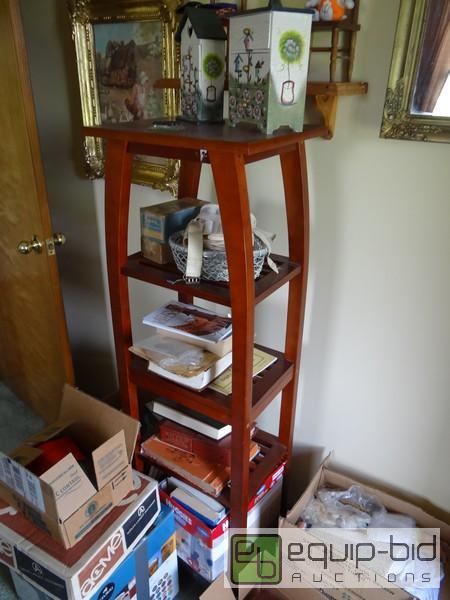 lot 2076 image: 5 Tier Wooden Shelf With Contents...
