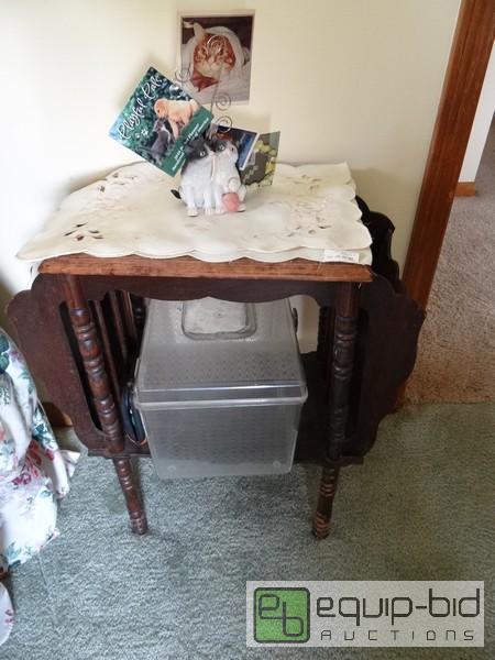 lot 2077 image: Wooden Magazine Rack With Storage Below...