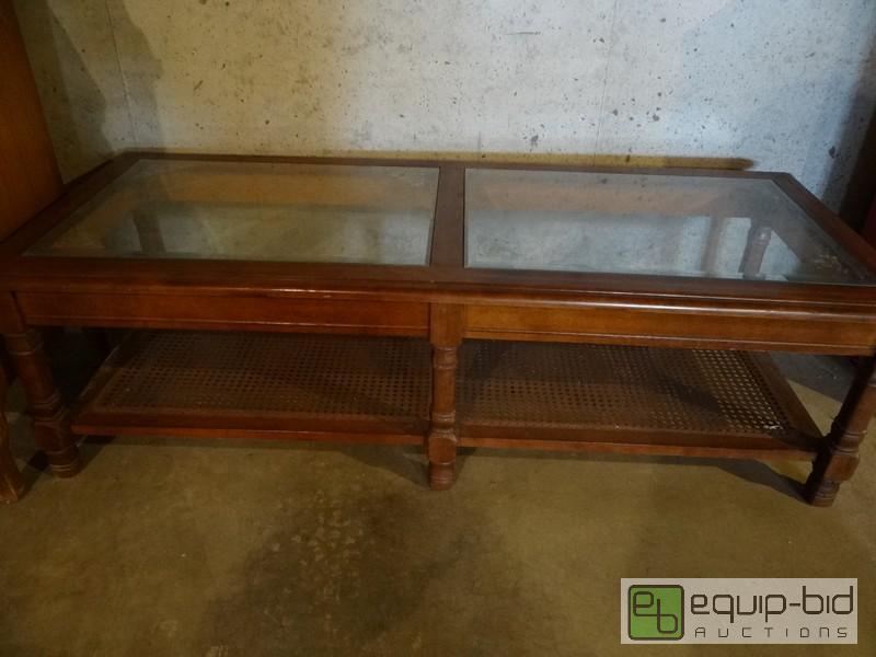 lot 2093 image: 6 Legged Coffee Table With Glass Inlay Top...