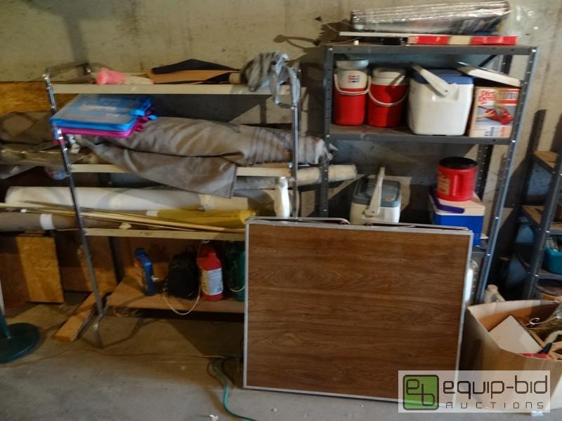 lot 2100 image: 5 Metal Frame Shelves With Contents...