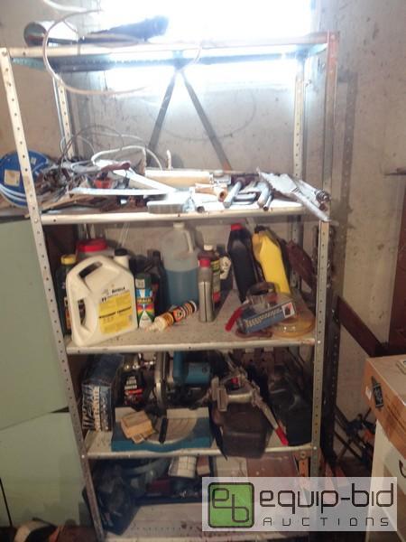 lot 2124 image: 5 Tier With Shelf With Contents And Tub On Fl...