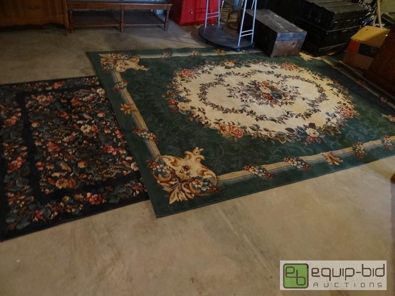 lot 2128 image: (2) Large Area Floor Rugs With Floral Paterns...
