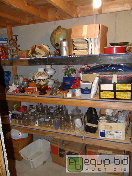lot 2130 image: Section Of Storage Shelving Contents With Gla...