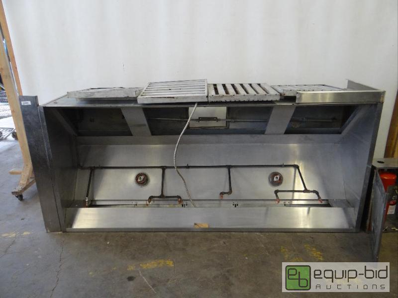 lot 2028 image: 96in Stainless Steel Hood Vent with Ansul Uni...
