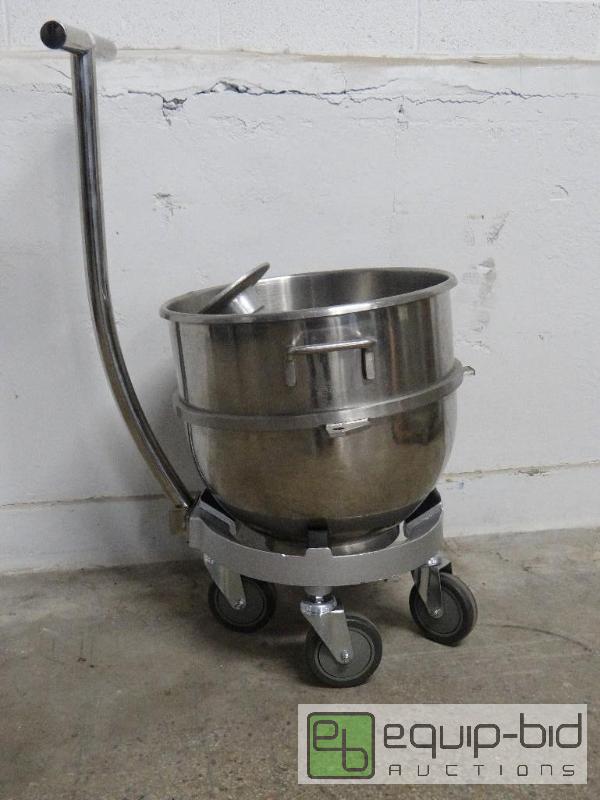 lot 2043 image: New Bowl Dolly with 60qt Stainless Steel Bowl...