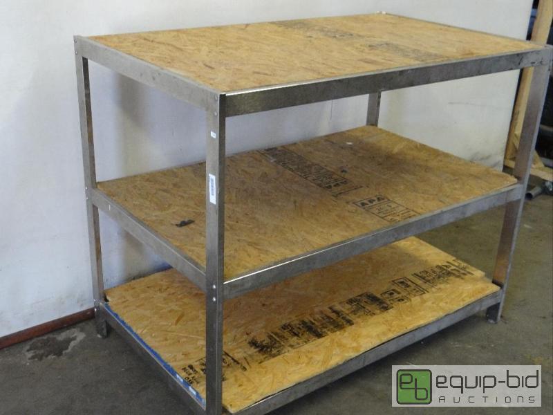 lot 2085 image: Three Tier Stainless Steel ShelfShelving is m...
