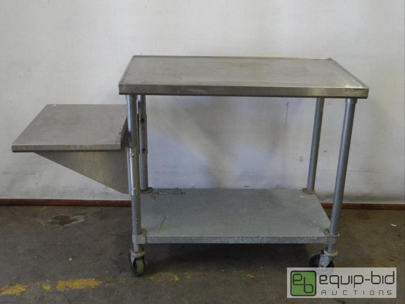 lot 2098 image: Stainless Steel Prep Table on Casters  58x24x...